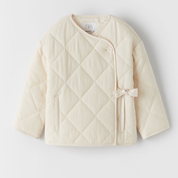 Zara Jackets \u0026 Coats | Zara Short Wrap Front Quilted Jacket | Color: Cream | Size: 18-24mb | Mrscierna's Closet